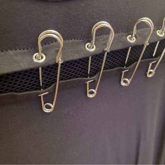 Killstar Zazzel Long Sleeve Safety Pin Black Mesh Mini Dress, Size XXL, NWT - Picture 8 of 12